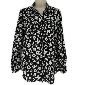 Karl Lagerfeld Logo Letters Print Black and White Shirt Size S